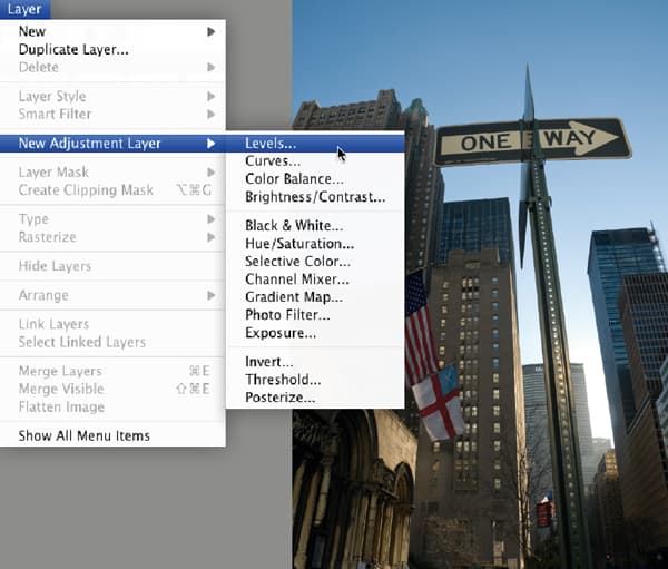 Adjustment layer for skies - choosing the levels adjustment