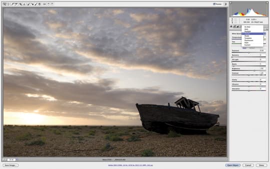 creating a RAW conversion with Adobe camera RAW - step 1